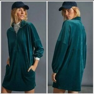 Anthropologie Saturday Sunday Rosalind Velvet/Velour Tunic Dress Green S